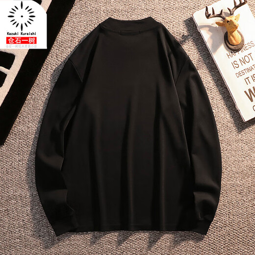 Kazuki Kuraishi long-sleeved T-shirt for men 2025 autumn and winter half turtleneck mercerized cotton slim fit bottoming shirt casual top for men beige XL