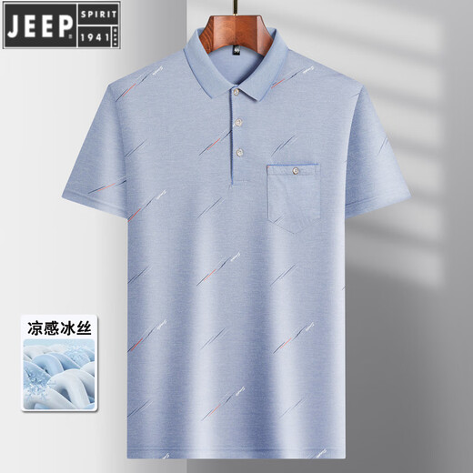 Jeep Spirit Summer Summer de mediana edad de hielo de mediana edad camiseta de manga corta de la manga corta POTO POLO POLO DE POLO BASE BASE BASE MEDIA Y MEDIO DE MEDIA Y ADICIONAL T 9851 GRIS XL 52/175