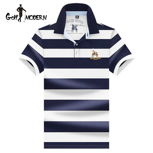GOLF MODERNGOLFMODERN Golf Striped Men's Polo Shirt Summer Thin Short Sleeve T-shirt Men's Half Sleeve Business Middle-aged Green_ZSLF-3882 4XL