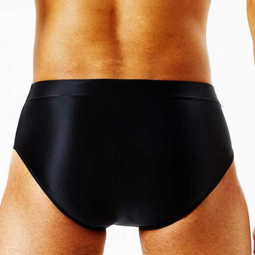 Men's underwear sexy low-waisted tight briefs sexy thong oily shiny swimsuit elastic tight silky moon night black M low-waisted triangle