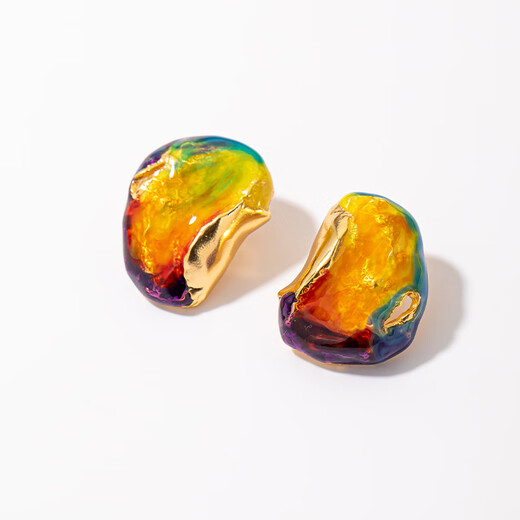 Qlady European and American exaggerated oil painting earrings women's earrings temperament fashion earrings 2025 new high-end niche silver needle earrings