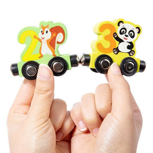 Magnetic digital cognitive train children's magnetic puzzle building blocks for men 4 girls 2 babies 1-3 years old 6 toys animal digital model 11 magnetic train
