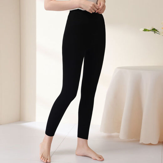 Velvet and thickened women's velvet thermal pants leggings tight long johns women's underwear line pants autumn and winter cotton pants thickened elegant black texture recommended XL 115-135Jin Jin is equal to 0.5 kg