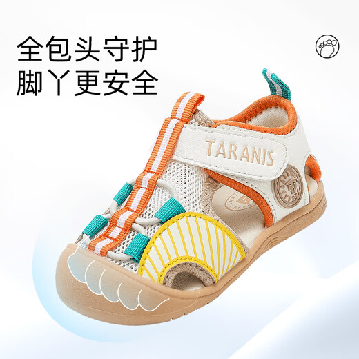 Tylanis Chaussures pour enfants Sandales Baby Summer Nouvelles chaussures de devant Béranges et filles Bébé antidérapant Soft Sole Toddler chaussures clés chaussures blanc / jaune 20 longueur intérieure 13,5 Convient pour la longueur du pied 12,8 ~ 13,2
