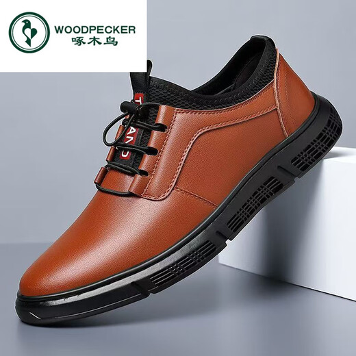 Woodpecker Herren 2025 Neue weiche Lederschuhe Geschäfte Casual Herren Lederschuhe mit einem Fuß Herrengeschäft Lederschuhe TY-882-Black 39