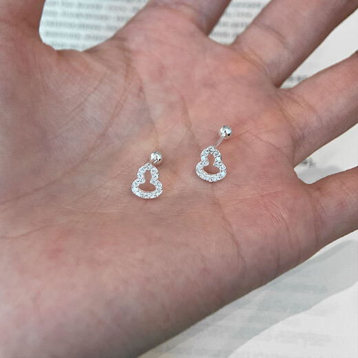 Qi Xiaomi gourd earrings for women sterling silver 999 ear piercing earrings for women niche design earrings screw twist buckle to sleep without removing a pair of small gourd earrings 999 pure silver