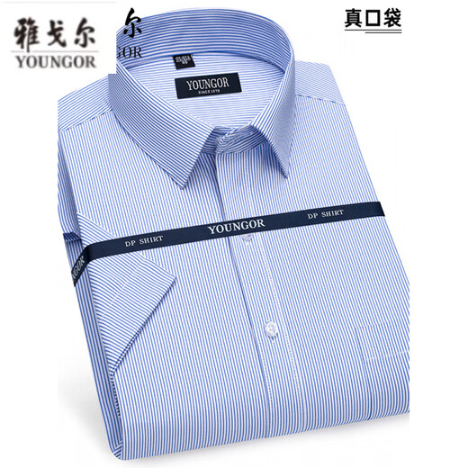 CEO Yageol Short Sleeve Shirt Herren 2025 Neues pures Baumwoll-No-Eisen-Casual-Pocket Professional-Shirt mit mittlerem Alter 6623 39 (vorgeschlagen 118-128jin [Jin ist gleich 0,5 kg])