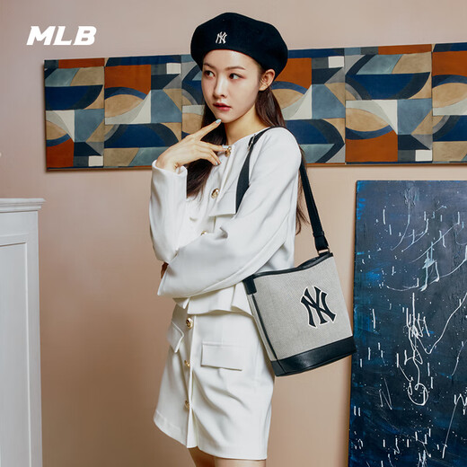 美职棒（MLB）男女情侣水桶包经典斜挎包时尚明星同款休闲百搭BMS07 纽约洋基队_黑色 均码