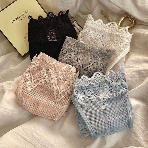纯欲透明性感蕾丝内裤女舒适无痕细带款透气抗菌纯棉裆低腰三角裤 灰色*6198* 1条