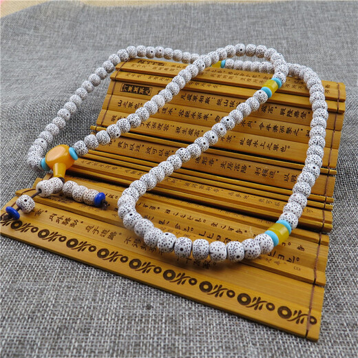 Fat Donglai's same style beeswax 108 imitation star and moon Bodhi seed necklace hand string Buddha beads imitation bracelet couple's hair multi-circle star and moon two tail beads style