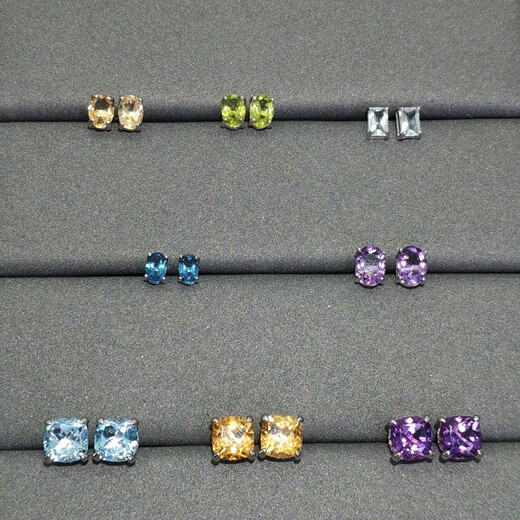 DRJEFUN natural colored gemstone crystal earrings, four-claw earrings, simple and elegant gift for best friend and girlfriend 4.3 7 Tanzanite (main stone about 3.5mm)