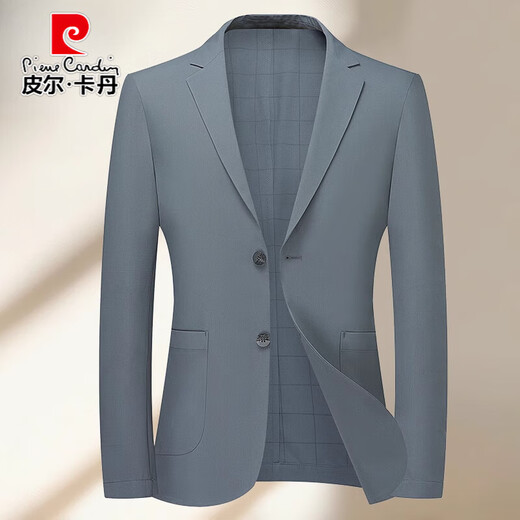 皮尔卡丹（pierre cardin）商务薄弹力透气休闲西服2025春夏季男士爸爸西装商务高端外套 9928蓝色 M 170/100-120斤