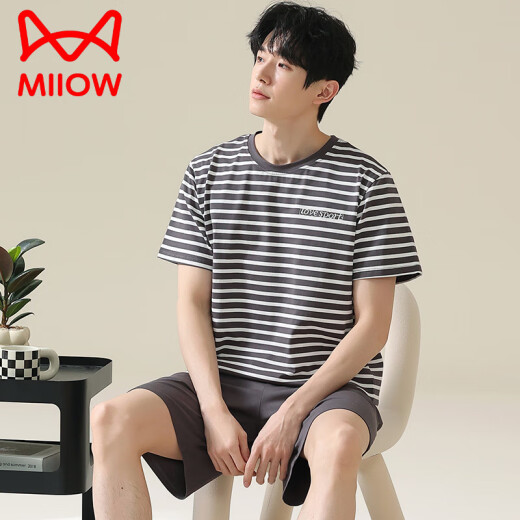 Cat Man (Miiow) pijama para hombres para hombres en verano de algodón puro de manga pura verano delgado 2025 ropa casera de gran tamaño de niños nuevos HDE-9930 4xl hombres
