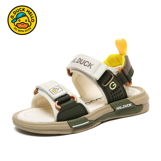 G.Duck Hallo kleine gelbe Ente Kinderschuhe Kindersandalen Sommer 2025 Neues Soft Sohle Kinder offener Baby Boy Beach Schuhe Trend 6212 Schwarz und Weiß 27 Size Inner Länge 17,2 cm