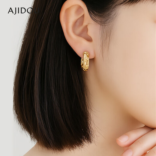 AJIDOU Ajidou earrings, metal textured earrings, European and American high-end earrings, niche light luxury birthday gifts, gold