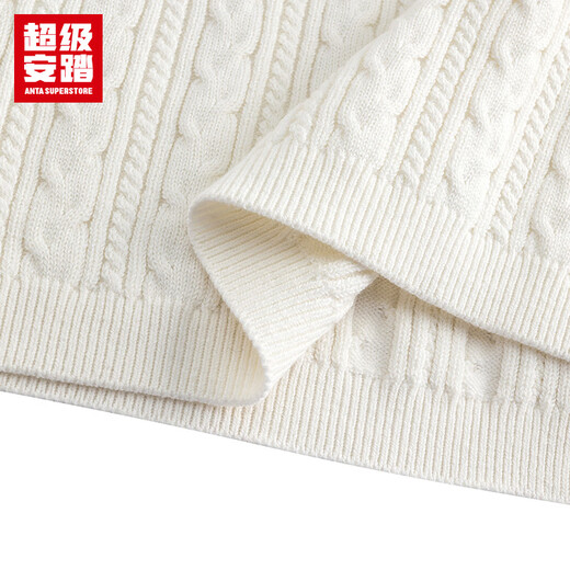 超级安踏ZANMANG LOOPY联名丨休闲毛衣开衫女秋季修身保暖外套162538713U 象牙白-1 S /女160