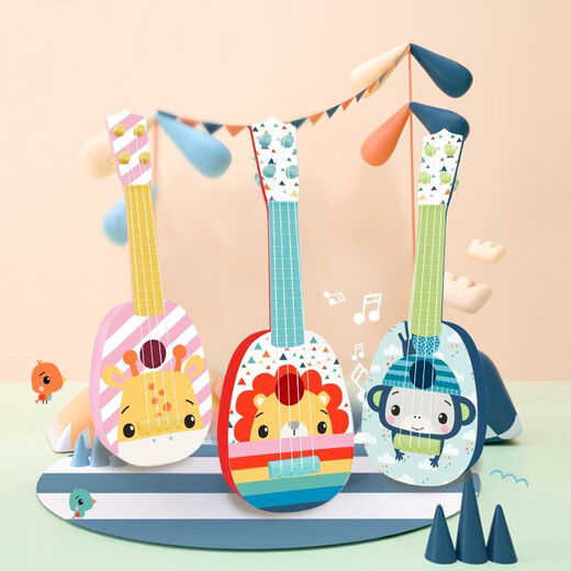 Nürz Kindergitarrenspielzeug Baby -Baby Ukulele Anfänger Musik Frühes Griolinstrument [35,998 cm] Ukulele + farbenfrohe Harmonische