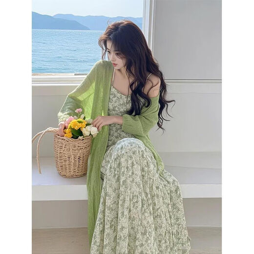 Après le lundi coréen 2025, le printemps tricot cardigan robe florale robe de mode de mode féminine 3882W # m [suggère 100jin [Jin est égal à 0,5 kg] ci-dessous]