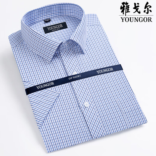 CEO Yageol Summer Men's Short Sleeve Shirt Business Formal Clothes Casual Loose Working No-Iron Plaid Solid Color Shirt Men DX6624 40 (Suggested weight 130-145 Jin [Jin equals 0.5 kg])
