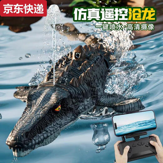 奇立彩儿童男孩遥控小船玩具可下水模型沧龙恐龙潜水艇水上快艇电动鲨鱼 摄像款遥控沧龙-6k摄像版喷水+仿 模块锂电*2续航60分钟+送遥控电