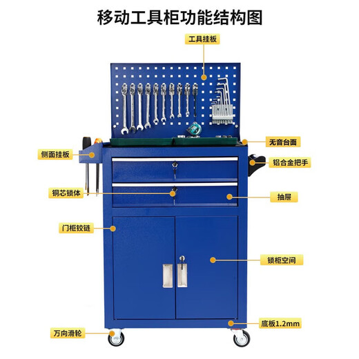 Jipindi Auto Repair Tool Trolley Multifunctional Hardware Tool Cabinet Iron Cabinet Workshop Drawer Type Blue Single Drawer 0.8mm