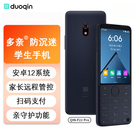 Duoqin (QIN) F22 Pro anti-addiction mobile phone for students, Xiaoai classmates, anti-internet addiction phone for middle and high school students, 4G full network intelligent touch screen button machine, 4+64g iron gray