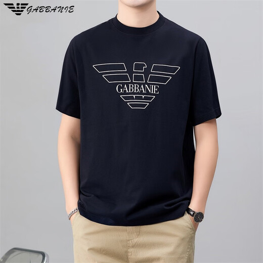 
FALAMAONE 2025 summer new men's round neck short-sleeved T-shirt pure cotton trendy T-shirt middle-aged men's short-sleeved T-shirt top white 1518 M 165