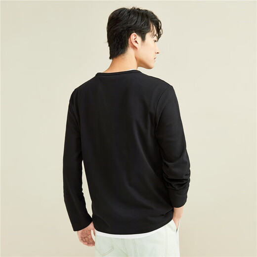 Camiseta Giordano, camiseta henley informal de color sólido para hombre, camiseta de manga larga cepillada de algodón puro grueso para hombre 01022803