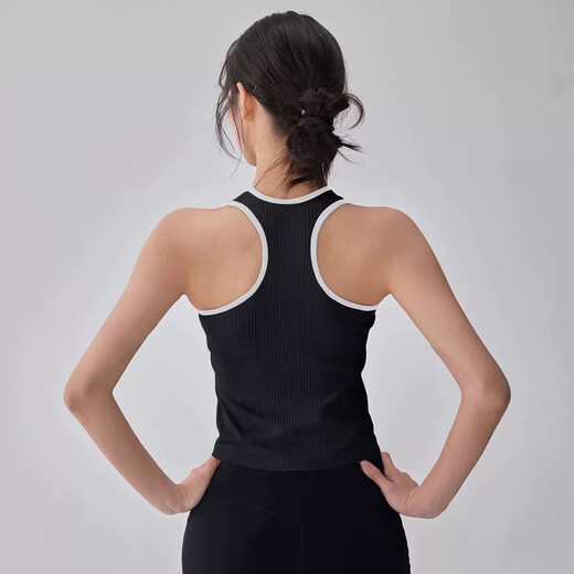 Bright dipped yoga bra with chest pads, fashionable contrasting color sleeveless sports top, professional Pilates running fitness vest, Jade Gray M