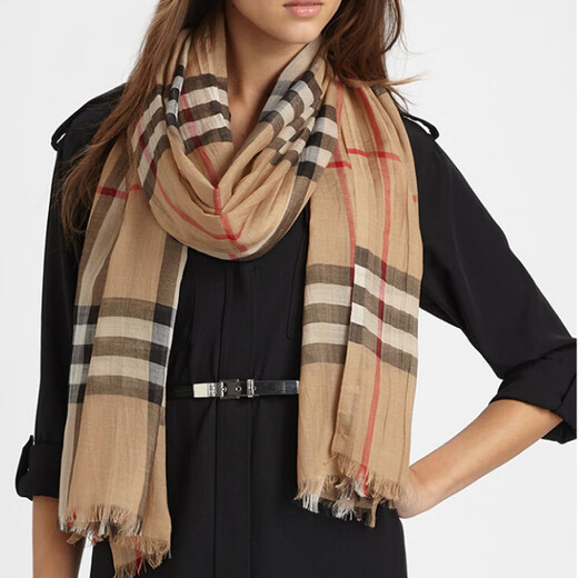 BURBERRY's new lightweight scarf for men and women, Burberry classic plaid blended spring and autumn shawl, fashion accessory, beige collection, 80787791, size: length 220*width 70cm