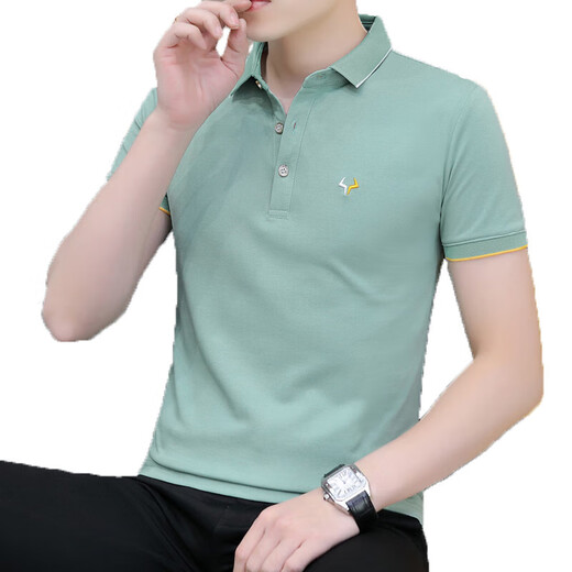 Lilang Sommer Cool Ice Seide High-End Einfaches lässiges Dünngelderbund-Geschäft mit kurzärztem T-Shirt-T-Shirt-Stickpolo Weiß 679 Style L 100-125jin [Jin entspricht 0,5 kg]