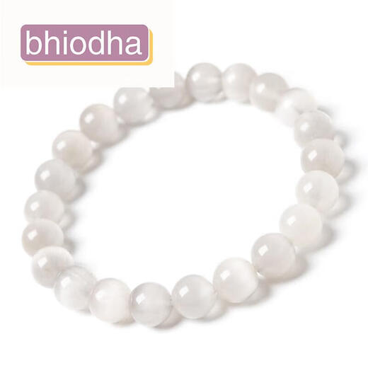 Bhiodha Pangdonglai CALIDAD COLECCIÓN Pulsera de cristal de cabello blanco con todo el cabello con todo, cabello completo, cabello liso ojo de gato 520 cumpleaños de San Valentín F3897 Modelo 13.5 mm