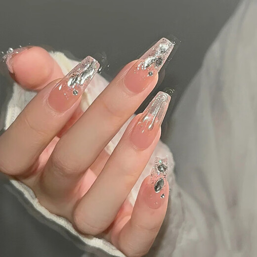 Tragen Sie High-End-vielseitige mittelgroße vergoldete Diamant-Glitzer-Nagel-Nagel-Nagel-Nagel-Nagel-Nagelfleck mit mittlerer Länge.