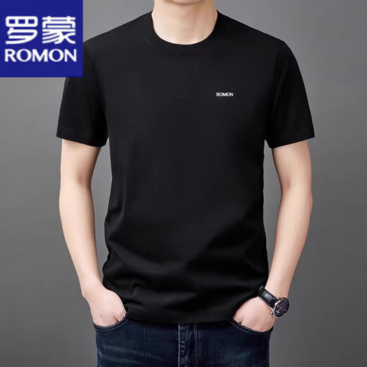 罗蒙（ROMON）短袖t恤男夏季新款中青年圆领宽松透气半袖上衣服休闲凉感体恤衫 YS9929蓝色【带标】 L 110【120-140斤】