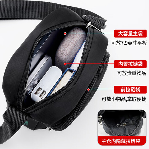 Warrior men's shoulder bag trendy small shoulder bag casual crossbody bag men's small bag women's bag sports mobile phone small backpack black large size