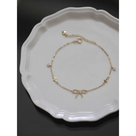 Aibana Light Luxury S925 Silver Plated 14K Gold Bracelet Women's Twist Bow Four-leaf Clover Simple Temperament Bracelet for Girls Gift Gold