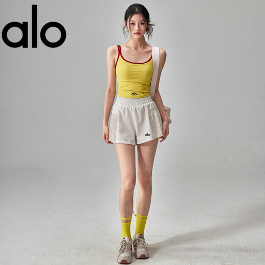 ALO YOGA fitness girl summer yoga clothing vest with chest pad sports bra slimming sleeveless Pilates top white L (110-125Jin Jin equals 0.5kg)