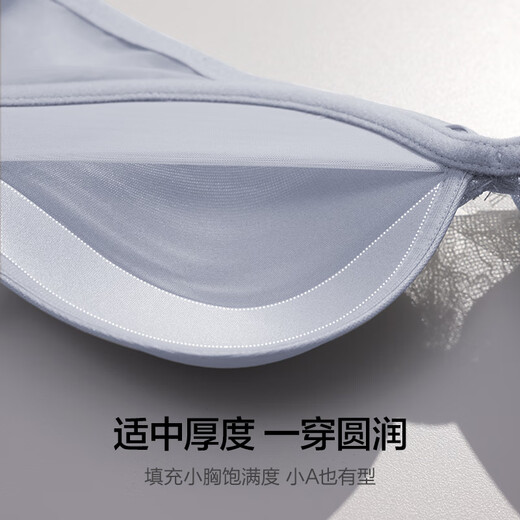 爱慕内衣女无钢圈小胸聚拢性感蕾丝网纱文胸AM17A761 经典黑400 80C