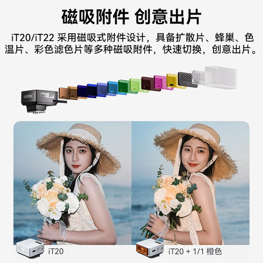 Godox IT20/IT22 flash mini portable flash TTL built-in lithium battery flash light battery life compact portable outdoor photography video light IT22 silver built-in lithium battery/TTL/free three-color diffuser Fujifilm
