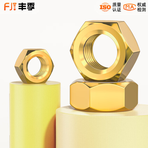 Fengji national standard pure brass nut full copper hexagonal nut screw cap M1M2M3M4M5M6M8M10M12M16M20mm M16 1 piece