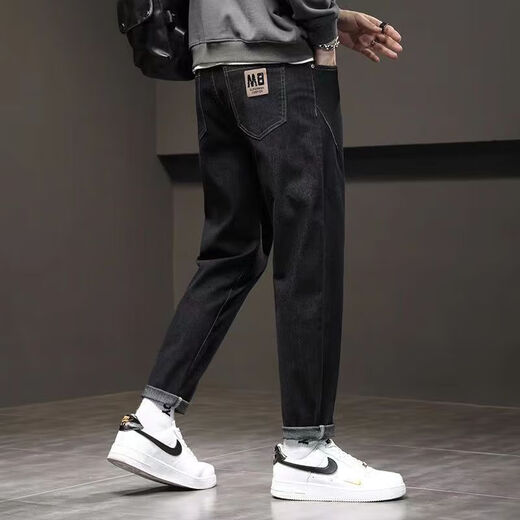 Coole Jeans für Männer 2025 Frühlings- und Herbst neue losen Casualhosen für Männer gerade neunkritische Strecke Harem Hosen 3688 Blaugrau 31