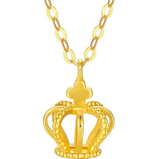 Saturday Lucky Yellow 18K Gold Necklace Crown Color Gold Necklace Birthday Gift KH067844 About 1.5g 40+5cm