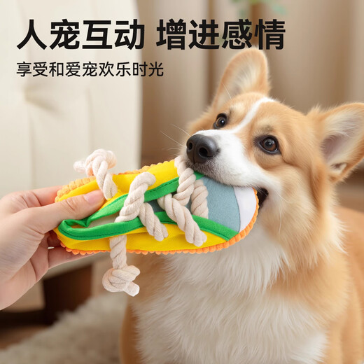 QiOh dog vocal slipper toy, self-pleasure and boredom relief artifact, rope knot, teeth grinding, chewing resistance, energy-consuming small and medium-sized dog toy, two pack, Locke Yellow + Sea Mist Blue