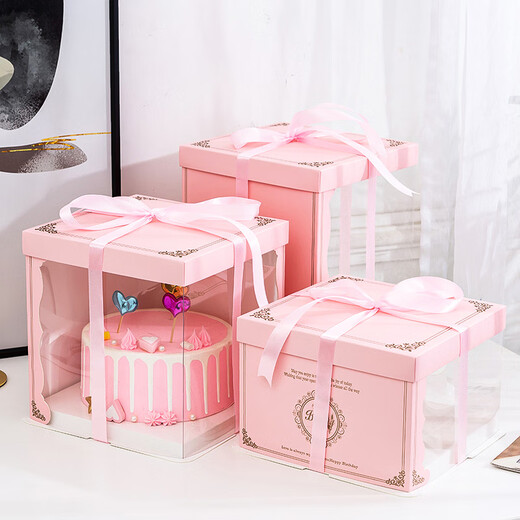 Meikejie translucent box 6 inches 8 inches 12 inches packaging birthday box square heightening gift box translucent blue 50 sets eight inches heightening 26-26-31