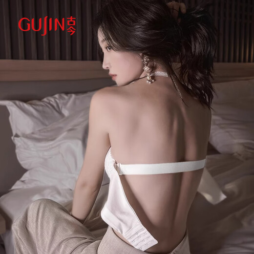 Gujin Spitze sexy trägerlose Nicht-Schlupf-BH kleine Brust, die schöne Rücken trägerloser unsichtbarer Unterwäsche Aprikosenfarbe laugt l