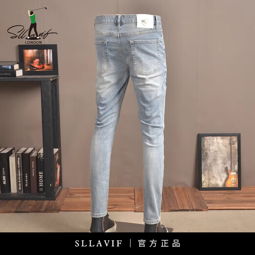 Sllavif Light Color Jean déchiré pour hommes pour hommes Slim Feet Elastic haut de gamme Brand Hot Diamond Diamond Water Water Pantalon Men's Pantal
