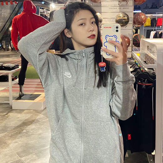 耐克（NIKE）官方 舰店夹克男女 25夏季新款运动休闲卫衣防风针织情侣上衣外套 灰色/情侣款单件/晒图退10 S (165/84A)
