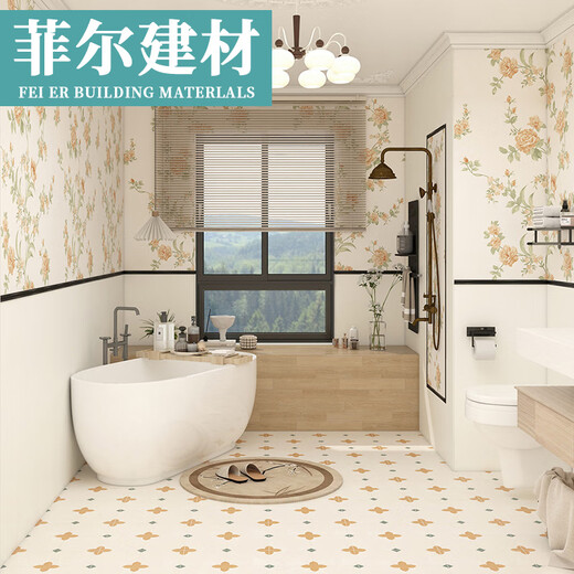 Pupan Salle de bain personnalisée carreaux de fleurs de lapin 600x1200 carreaux muraux de salle de bain rétro français mate sculpture crème 12806 600 * 1200