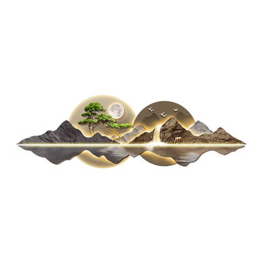 溥畔靠山图氛围灯画新客厅装饰画大气沙发背景墙挂画卧室LED壁灯 A靠山图 9030c常规版不带灯
