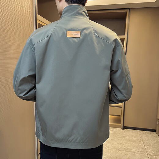 DVHNMK brand men's jacket men's spring and autumn new style business casual stand collar high-end jacket work jacket green-[spot quick delivery] regular M